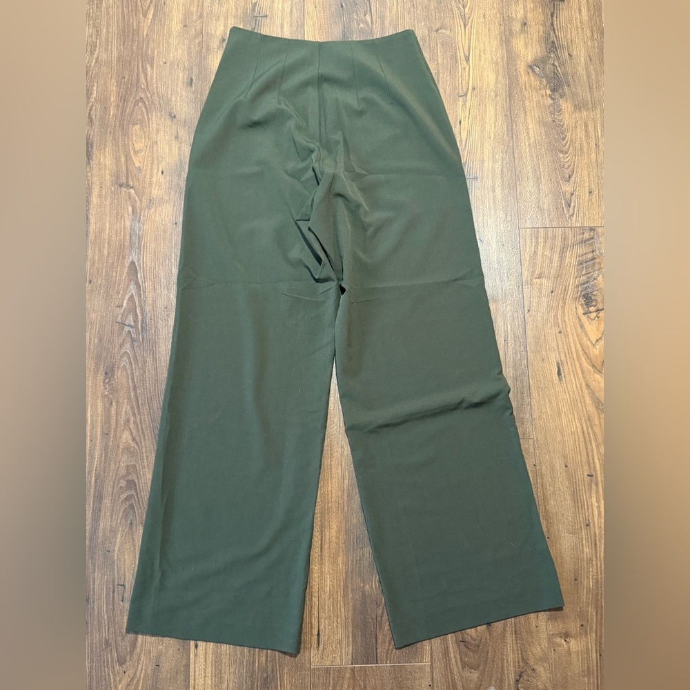 Pretty Retro Women’s Olive Green Sailor Wide Leg Pants Size UK 10 High Waisted - Picture 3 of 8